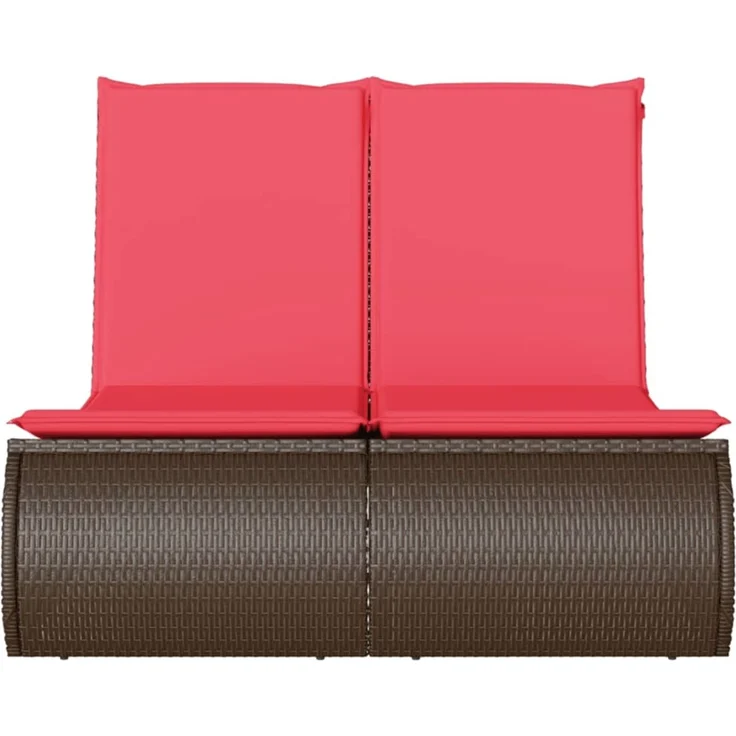 vidaXL Doppel-Sonnenliege mit Auflagen Braun Poly Rattan 368096 – Bild 4