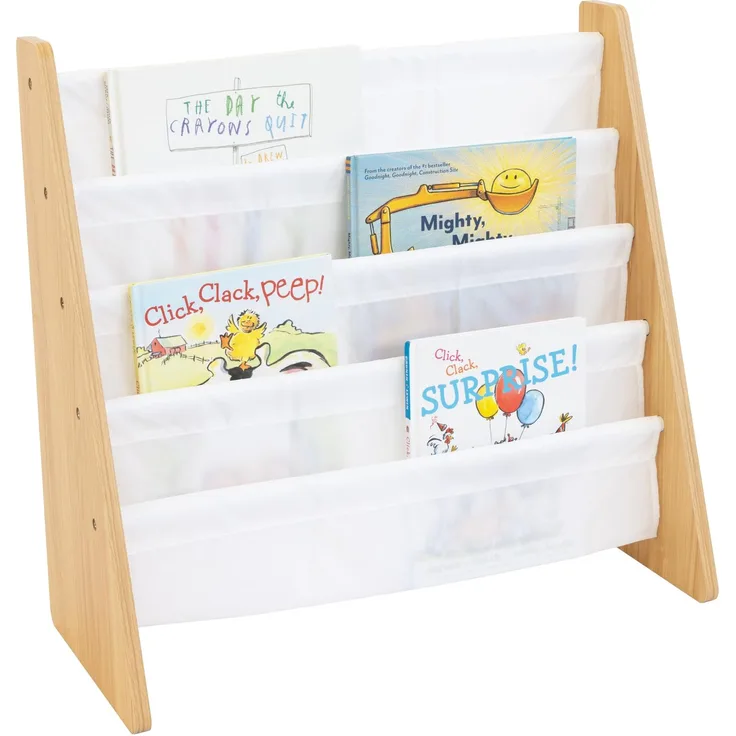 Humble Crew Kinder-Bücherregal mit 4 Etagen – stabiles Buchregal für Kinderzimmer, Aufbewahrungsregal, Natur/Weiß