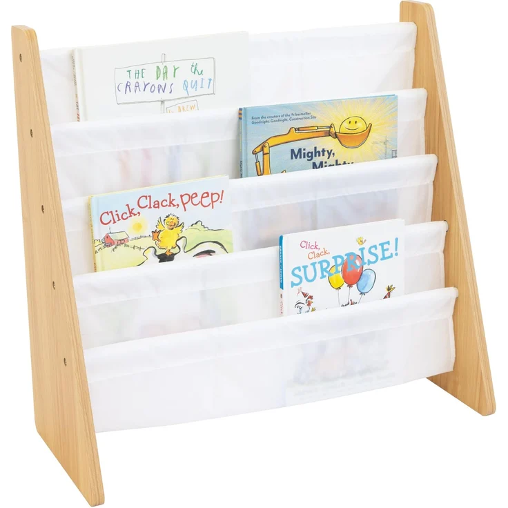 Humble Crew Kinder-Bücherregal mit 4 Etagen – stabiles Buchregal für Kinderzimmer, Aufbewahrungsregal, Natur/Weiß