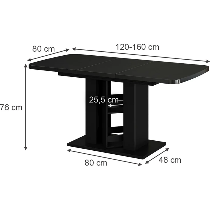 Esstisch Fenaro Schwarz 120 x 80 cm Vicco – Bild 2