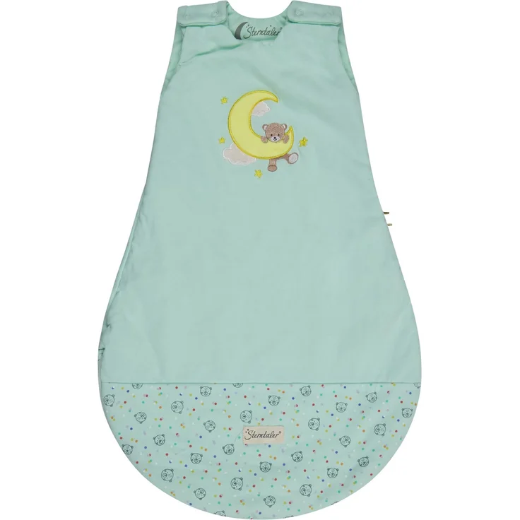 Sterntaler Babyschlafsack 62/68 cm Bär Bo, Polycotton-Schlafsack mit Stickerei, Hydrocool Futter, leichter Wattierung, Zwei-Wege-Reißverschluss, Mesheinsatz, mintgrün, 1,50 TOG, Größe 68