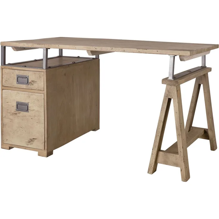Schreibtisch Mango 140x78x80 whitewash lackiert RAILWAY #329