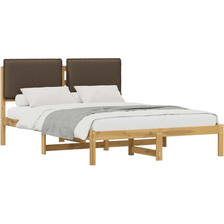 vidaXL Bettgestell mit gepolstertem Kopfteil Weiß gewaschen und Taupe 903919 – Bild 2