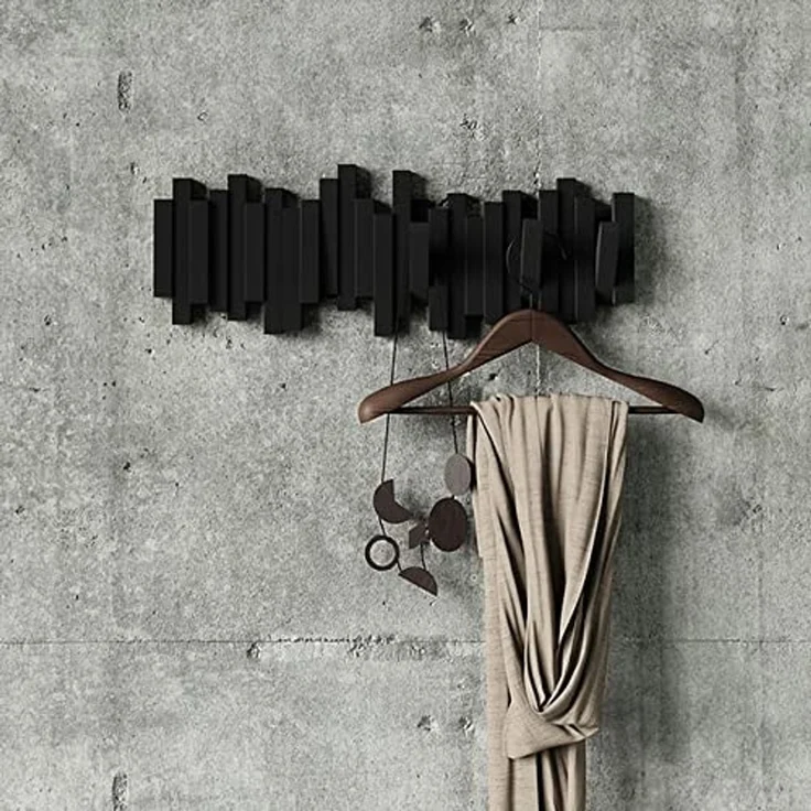 Umbra Hooks Stäbchen Mehrfach Wandhaken, Aufhänger, Kleiderhaken, Kleideraufhänger, Garderobenhaken, 5 Haken, Kunststoff, Schwarz, 318211040 – Bild 7
