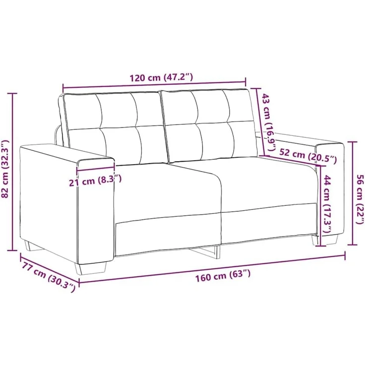 vidaXL Loveseat-Sofa Braun 120 cm Stoff 4105072 – Bild 3