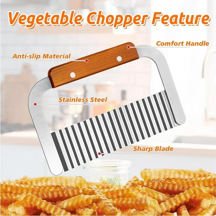 FELIXLEO Obstschneider 2er Set Wellenmesser Edelstahl Pommes Frites Kartoffelschneider, (1-tlg) – Bild 2