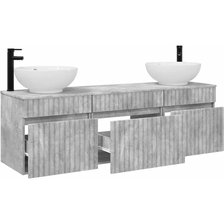 vidaXL Badezimmerschrank-Set 3 stk. Betongrau 157 x 44,5 x 80 cm 3405760 – Bild 3