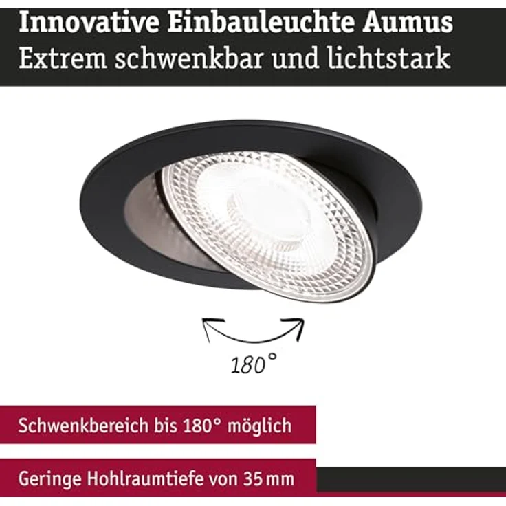Paulmann 92258 LED Einbauleuchte White Select Aumus 3er-Set Schwarz 3 Step Dimmbar – Bild 3