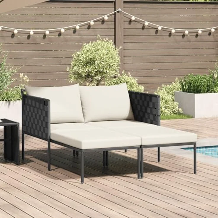 vidaXL Doppel-Sonnenliege mit Kissen, Anthrazit, 115x153x69,5 cm, pulverbeschichteter Stahl, klappbar, bis zu 2 Personen – Bild 1