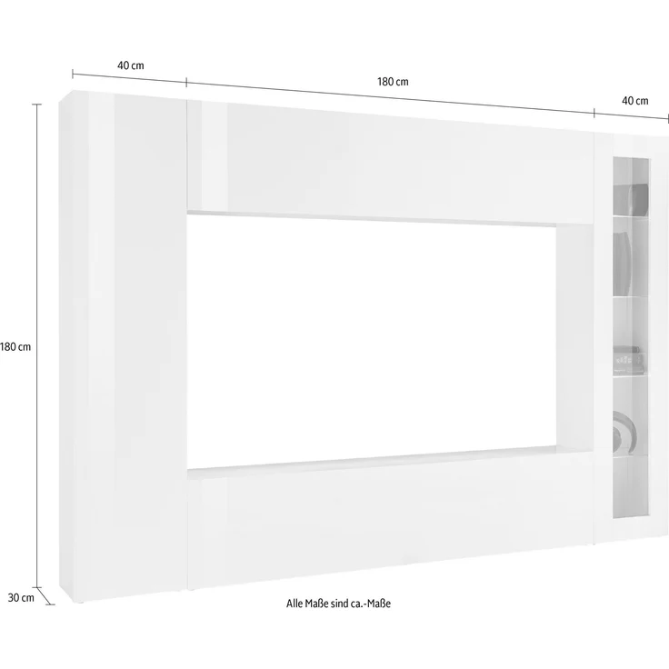 Wohnwand >Benevent< (4-teilig) in Anthrazit matt - 260x180x30 (BxHxT) – Bild 7