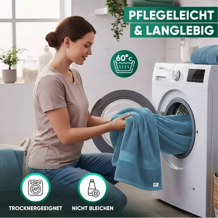 leevitex® Duschtücher 2er-Set, 70x140 cm, 100% Baumwolle, saugstark und fusselfrei, Frottee (Set, 2-St), OEKO-TEX® STANDARD 100 zertifiziert, gestreifte Bordüre – Bild 3