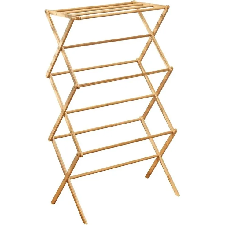 Wäscheständer Bambus 3 Ebenen Turmtrockner naturfarben 110 cm klappbar mDesign