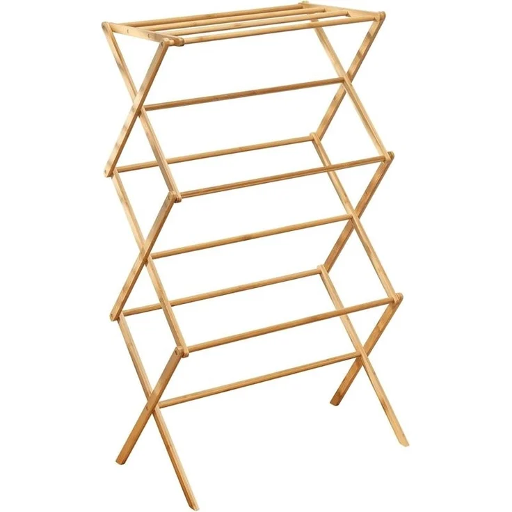 Wäscheständer Bambus 3 Ebenen Turmtrockner naturfarben 110 cm klappbar mDesign – Bild 1