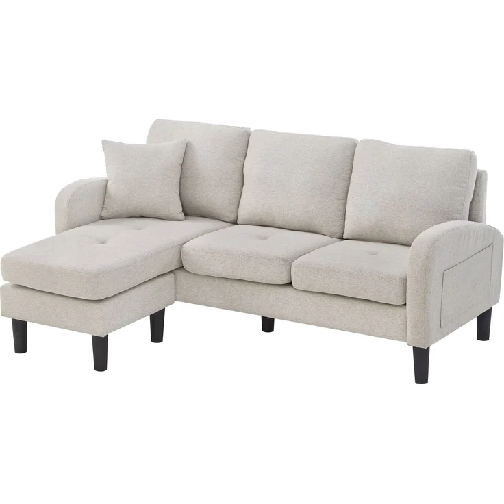 EINHOM L-förmiges Ecksofa mit Chaiselongue – 3-Sitzer Sofa, 166 x 118 x 77 cm, Atmungsaktiver Baumwoll-Leinenstoff, Kunststoffbeine, Modulares Design, Ideal für Wohnzimmer, Apartments und Büros – Bild 7
