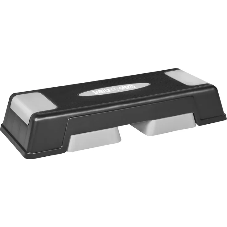 GORILLA SPORTS Stepper Höhenverstellbar (3 Stufen), Rutschfest, bis 200/300 kg, Grau-Schwarz