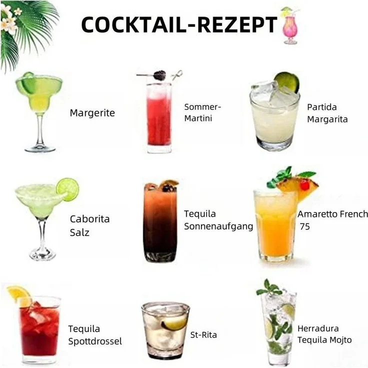 Rhein Beleuchtung Cocktail-Set Cocktail-Shaker Cocktail-Set mit Bambus-Ständer (10-teilig), (Set, 10-tlg, coktailshakerset, cocktail zubehör, bar zubehör), Langlebig, rostbeständig und leicht zu reinigen – Bild 4