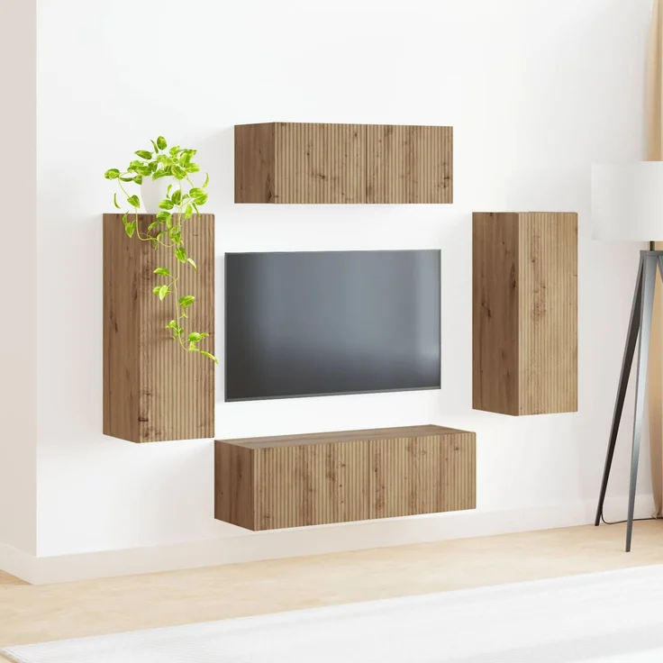 vidaXL TV-Schrankset 4 stk. Artisan-Eiche Holzwerkstoff 3409167 – Bild 4
