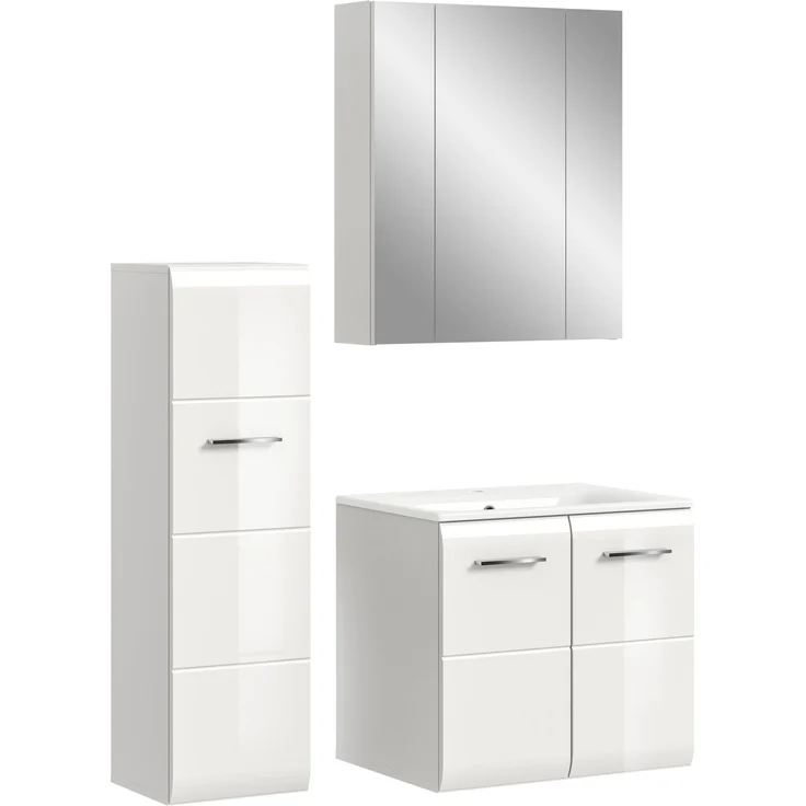 Badezimmer-Set >Ice< in Weiß / Weiß Hochglanz - 105x185x46cm (BxHxT) – Bild 2
