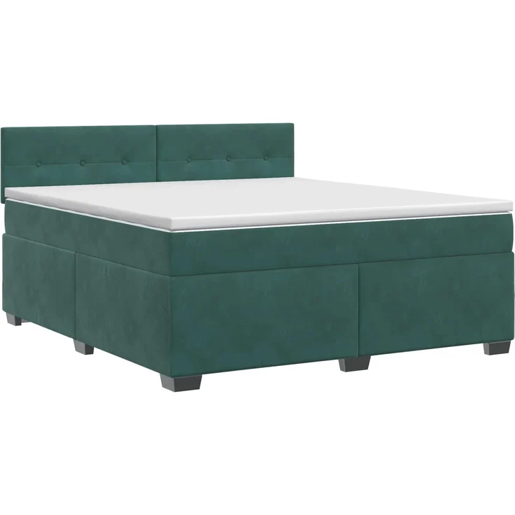 vidaXL Boxspringbett mit Matratze Dunkelgrün 140 x 200 cm Samt 3450731 – Bild 2