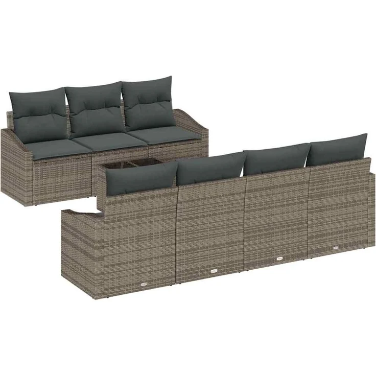 vidaXL Sofa Set 8 stk. Grau 55 x 55 x 37 cm [Synthetisch]: Poly Rattan 3346629 – Bild 2