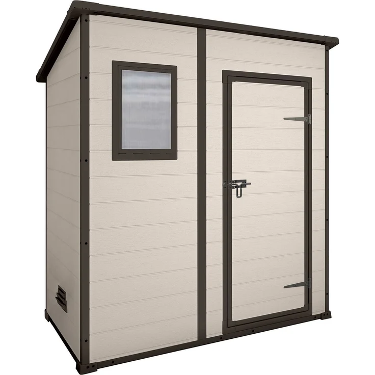 Dmora Gartenhaus Cranbrook, Gartenhütte, Gartenhaus, Werkzeugschuppen, 184x111 h201 cm, Beige – Bild 1
