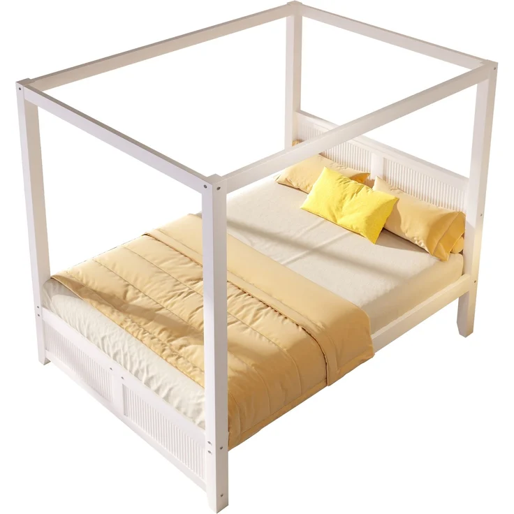 U-life Himmelbett 140x200 cm, für Jugendliche, 1. Stilvolles, 2. Modernes mit, 3. Robuste Holzkonstruktion, 5. Individuell dekorierbarer Schlafplatz, MDF, Weiß – Bild 4