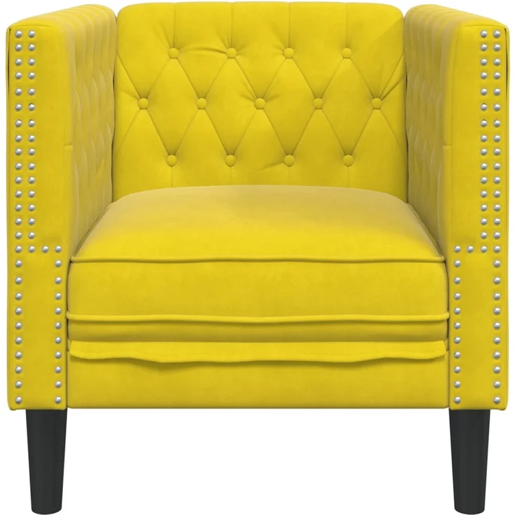 vidaXL Chesterfield-Sessel Gelb Samt 372679 – Bild 3