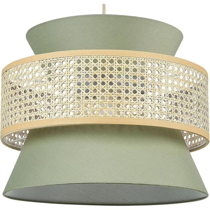 Hängelampe grün natürlich Baumwolle Rattan Boho Wohnzimmer Esszimmer