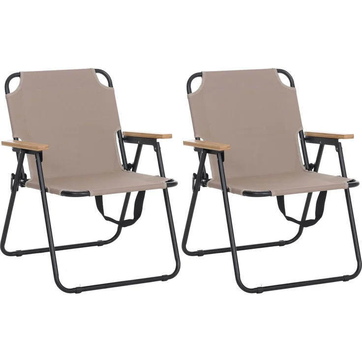 2er-Set Campingstuhl HWC-Q43, Gartenstuhl Balkonstuhl Freizeitstuhl, klappbar Bambus Metall Stoff/Textil ~ creme – Bild 9