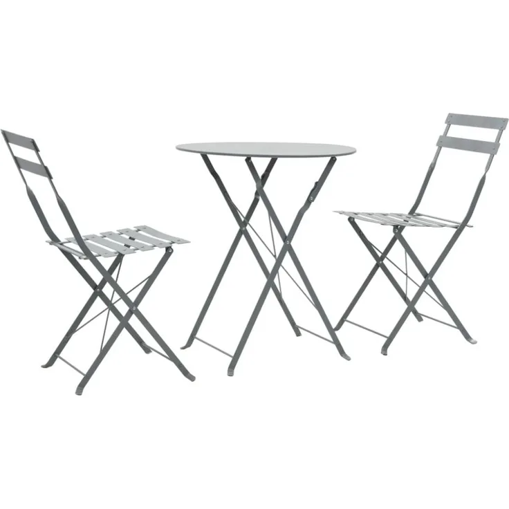 vidaXL 3-tlg. Bistro-Set, Stahl Grau, Ø 60x71 cm