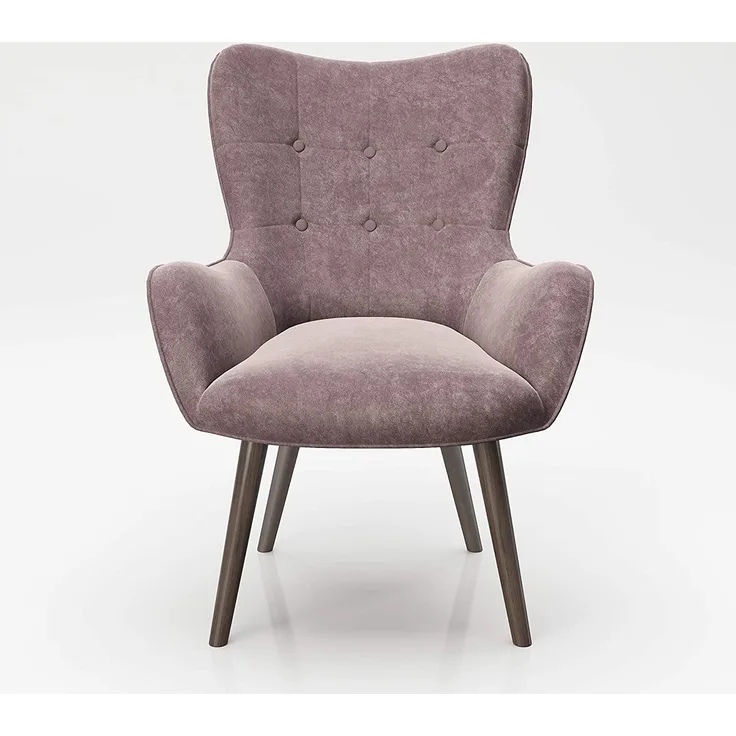 PLAYBOY - Sessel BRIDGET" gepolsterter Lehnensessel, Samtstoff in Rosa mit Massivholzfüssen, Retro-Design"