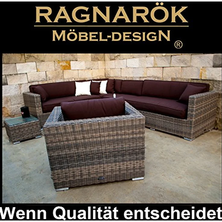 Ragnarök Möbel-Design Gartenlounge-Set Narvik, (Set, Ecklounge, Polyrattan, Alu), Sitzpolster ca. 16 cm dick und haben 2 intergrierte Härtegrade – Bild 5