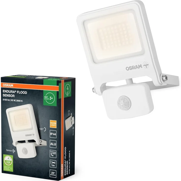 Osram ENDURA FLOOD PC 30W LED-Fluter mit Sensor, 3000K warmweiß, 3000 Lumen, IP44 weißes Flutlicht IR-Sensor, Lux-Einstellung 2-1000 – Bild 5