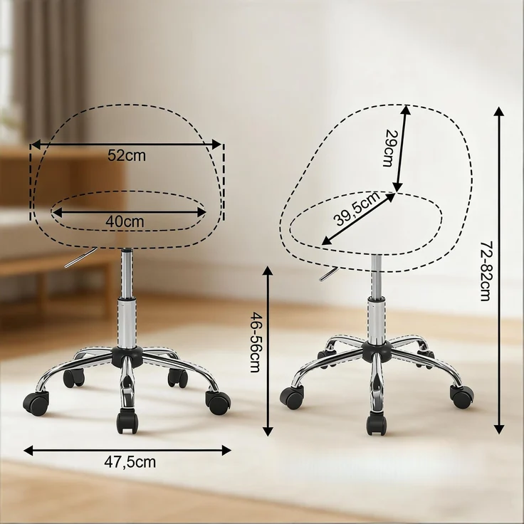 Bürostuhl 52 x 72–82 x 52 cm, höhenverstellbar, 360° drehbar, Samt & Metall, türkis, 1 St. – Bild 7