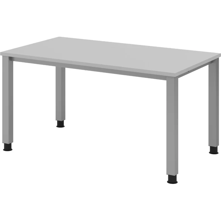 bümö manuell höhenverstellbarer Schreibtisch 140x80 cm in grau - PC Tisch höhenverstellbar & klein, höhenverstellbarer Tisch Büro, kleiner Computertisch verstellbar, QS-14-5 – Bild 1