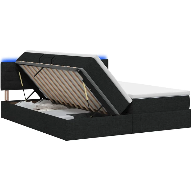 vidaXL LED-Speicherbett mit Matratze Schwarz 180 x 200 cm Stoff 3459338 – Bild 2