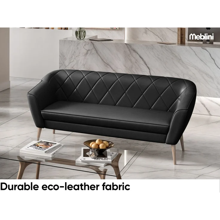 MEBLINI Sofa-Set GISELA 3+2 - Creme Kunstleder - für Wohnzimmer - Mini Lounge für fünf Personen - Küchensofa - Sofa Klein - Sitzgarnitur - Polstergarnitur - Sofagarnituren – Bild 3