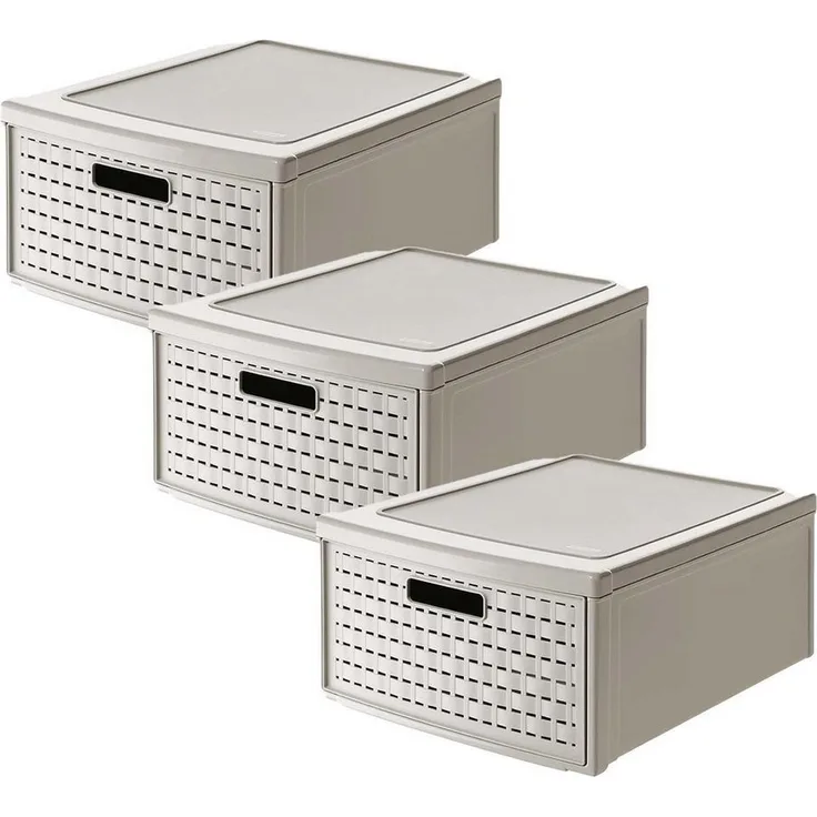 ROTHO Aufbewahrungsbox 3er-Set Schubladenbox COUNTRY 19l