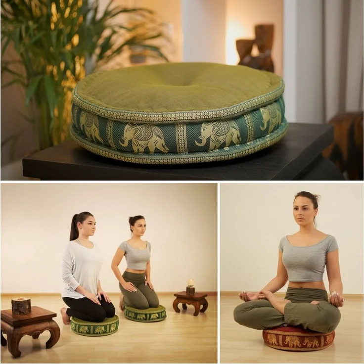 livasia Meditationskissen Zafukissen groß (Deluxe) vegan und handgefertigt, 44x15cm, Kapok – Bild 3