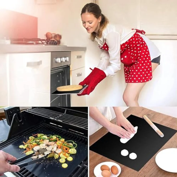 EXTSUD BBQ Grillmatte für gasgrill, 5er Set Fiberglas BBQ Grillmatten Backmatte 40x32.5 cm Grillfolie Wiederverwendbare Backpapier Grillplatte Grillzubehör für Kohle, Gas und Weber Style Grills – Bild 7