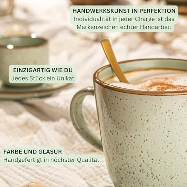Sänger Rio Minze Kombiservice, 30-teiliges Geschirrset aus kratzfestem Steingut, Rund, Grün, für Essen & Trinken – Bild 5