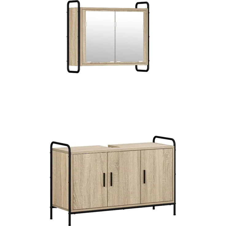 vidaXL Badezimmerschrank-Set 2 stk. Sonoma-Eiche 65,5 x 34 x 61 cm 3444478 – Bild 2