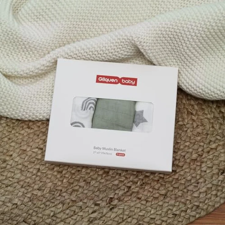 GLLQUEN 3er Pack Musselintücher Baby 70x70 Spucktücher aus Baumwolle | Saugstarke Mulltücher & Mullwindeln, weiche Stoffwindeln für Neugeborene, atmungsaktivBaby Geschenk(Stern) – Bild 7