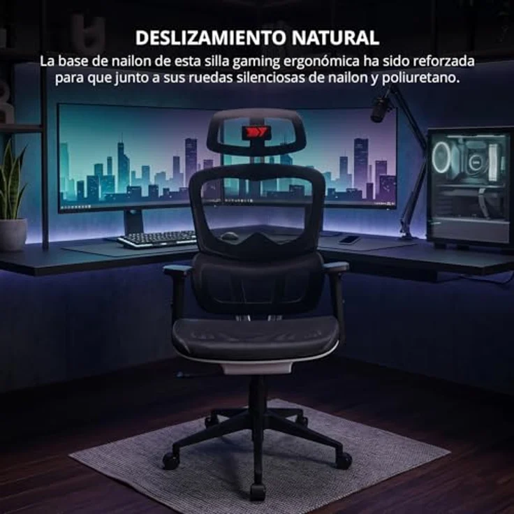 DRIFT GAMING DRAIR200 - Professioneller Gaming Chair, hochwertiges Mesh und verstärktes Polymer, 2D verstellbare gepolsterte Armlehnen, Klasse 4 Kolben, drehbar, neigbar, weiß/schwarz/rot. – Bild 10