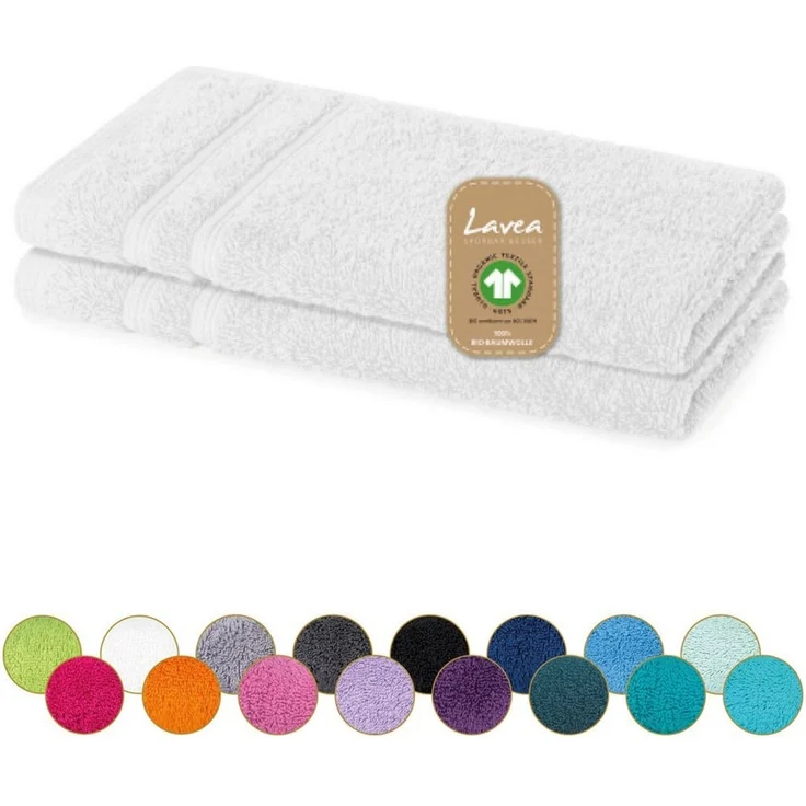 Lavea Gästehandtuch Bali, 30x50cm aus 100% Bio-Baumwolle, einzigartig weiche Gästetücher mit Aufhänger (Set, 2-St), hochwertiges und nachhaltiges Premium Gästetuch – saugstarke Faser – Bild 1