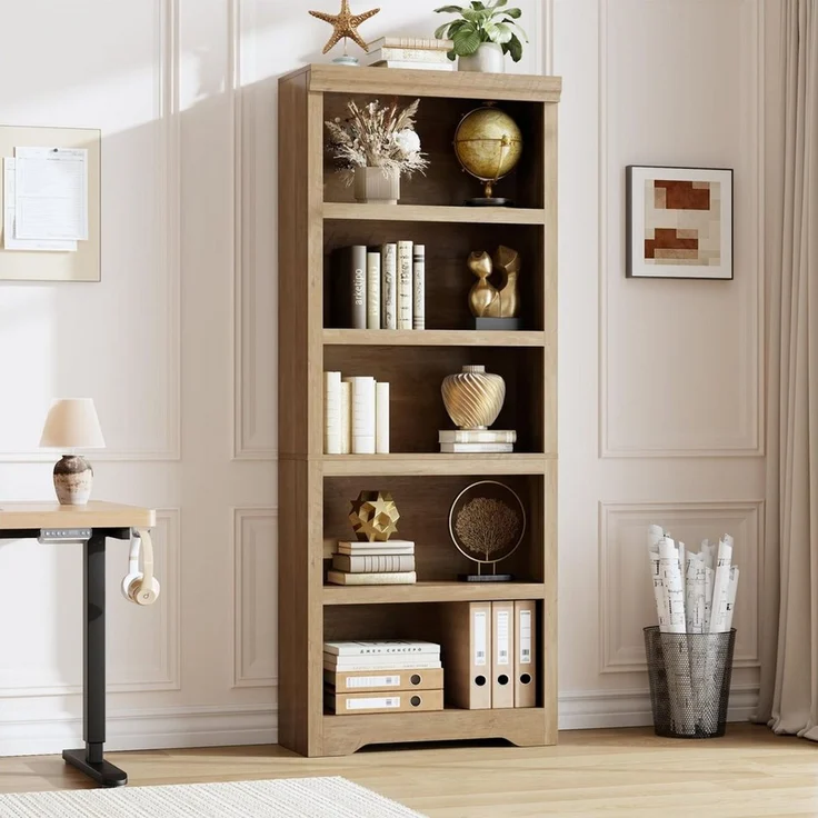 GarveeMore Bücherregal Bücherregal 5 Stöckig Offenes Regal Mit Verstellbaren Einlegeböden – Bild 3