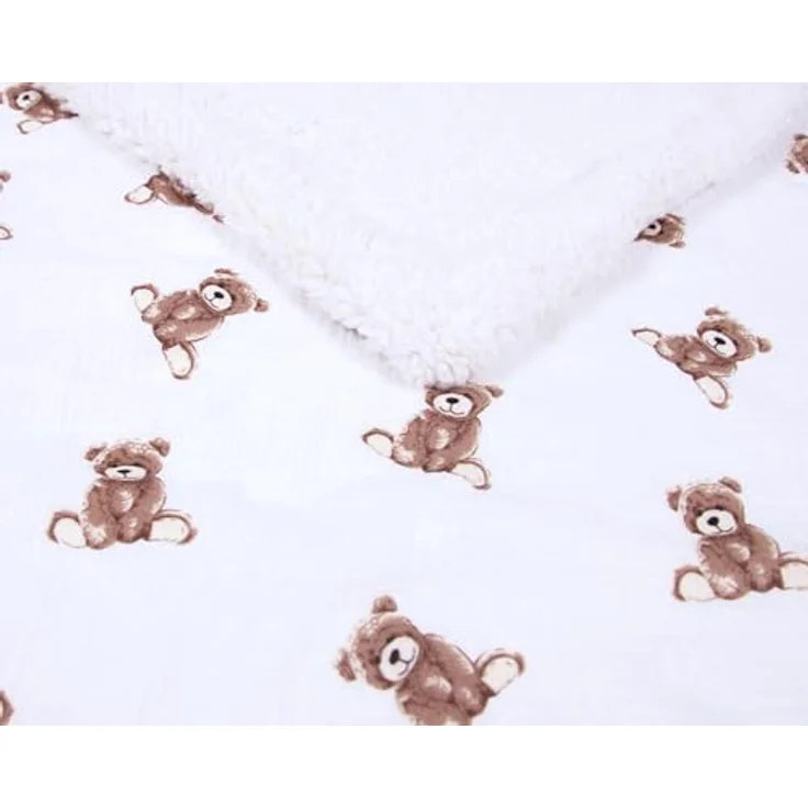 BabyLux Kinderbettdecke Musselin & Teddy Kuscheldecke 100x75 cm – Zweiseitig für Kinderwagen, TD6 - Bärchen – Bild 8