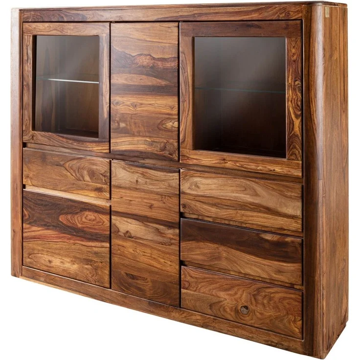 Highboard Sheesham 166x40x145 walnuss gewachst TORONTO #204 – Bild 1