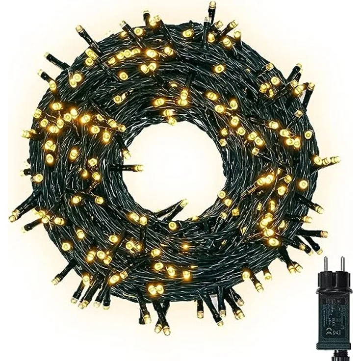 30M Lichterkette Außen & Innen, 300LED Lichterkette Strom Warmweiß mit 8 Leuchtmodi & Speicherfunktion, IP44 Wasserdicht Weihnachtsbeleuchtung für Outdoor Balkon, Garten, Party, Weihnachtsbaum
