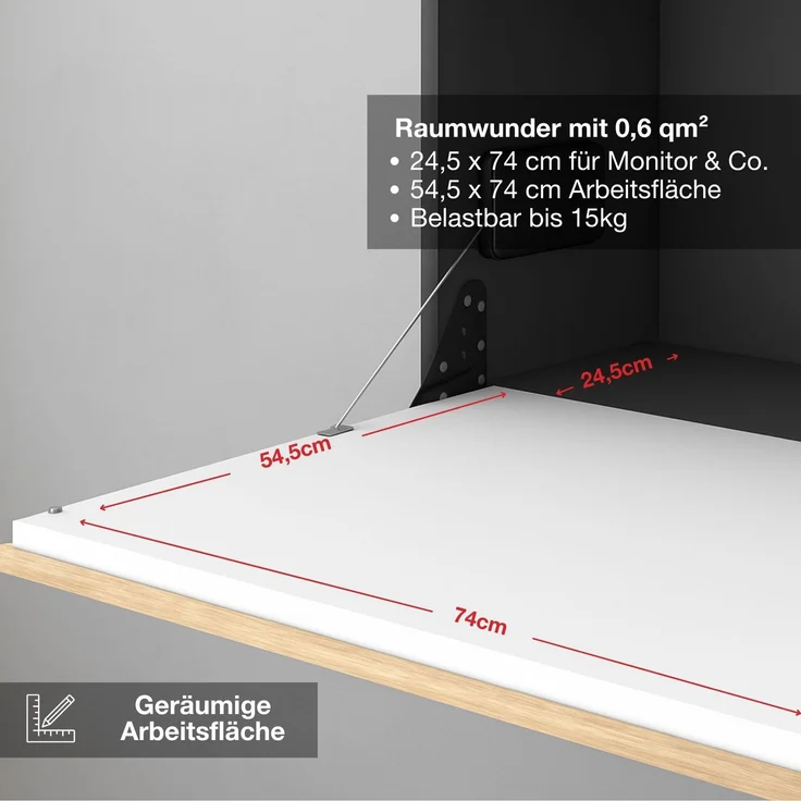 ASSMANN Wandsekretär Cubas Premium Anthrazit 80x36x71cm Holz – Bild 2